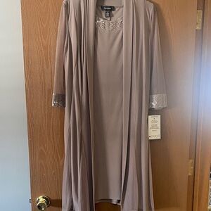 R&M Richard’s Women's Dress - Elegant Taupe with Sequin Accents